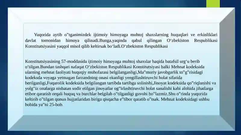 Ijtimoiy va huquqiy jihatdan kuchli himoya qilinish 3