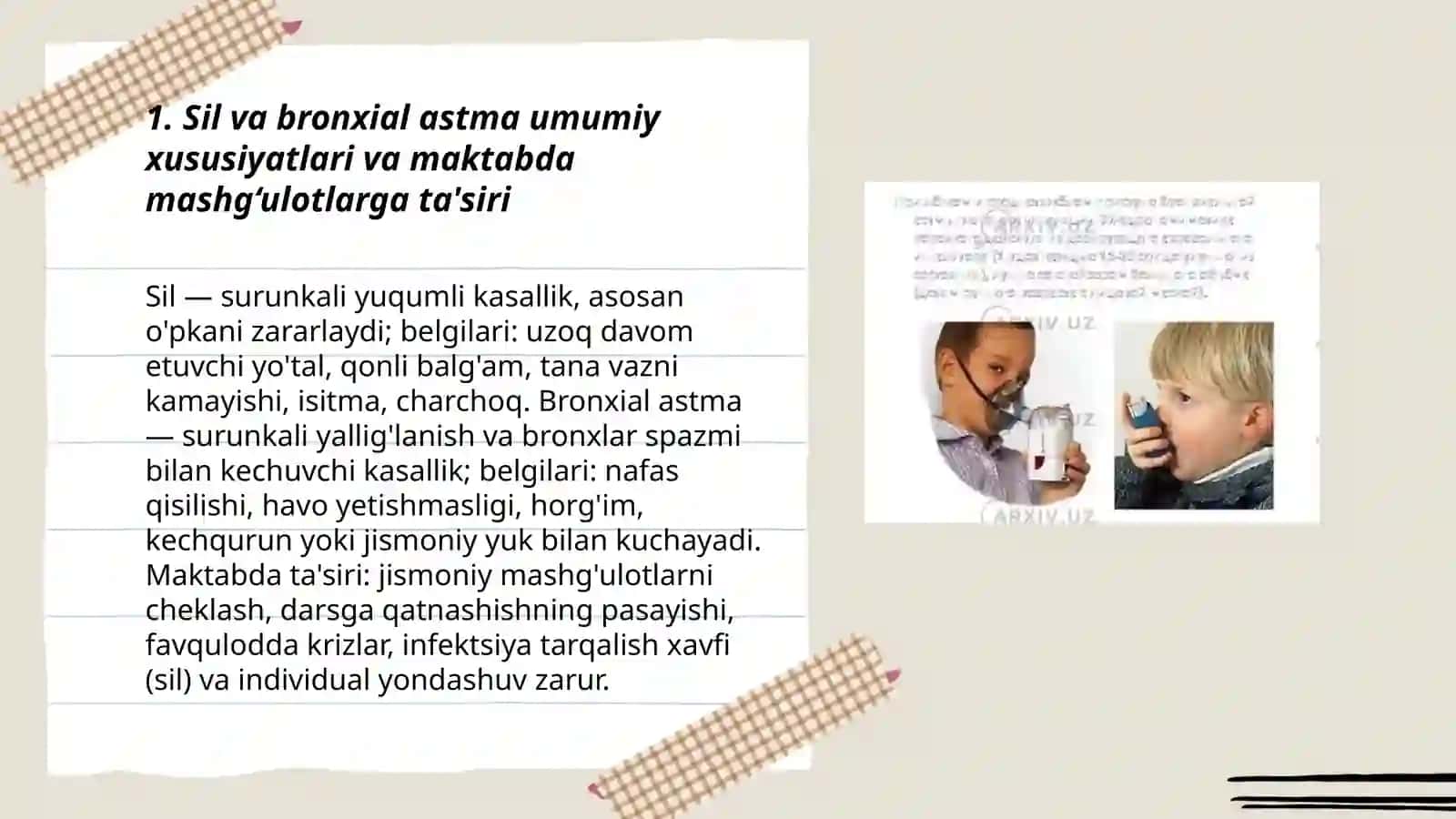 Sil va bronxial astma kasalliklari bilan og‘rigan maktab o‘quvchilari bilan mashg‘ulot o‘tish tamoyillari 3