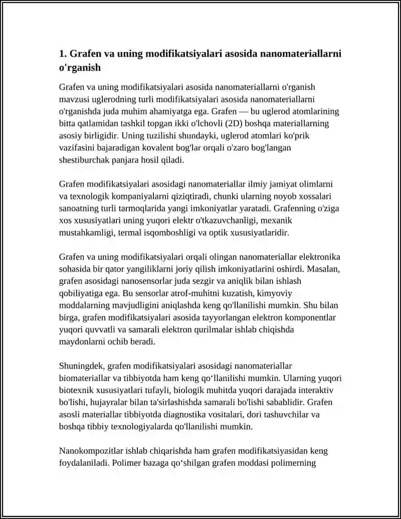 UGLERODNING TURLI MODIFIKATSIYALARI ASOSIDA NANOMATERIALLARNI O'RGANISH 3