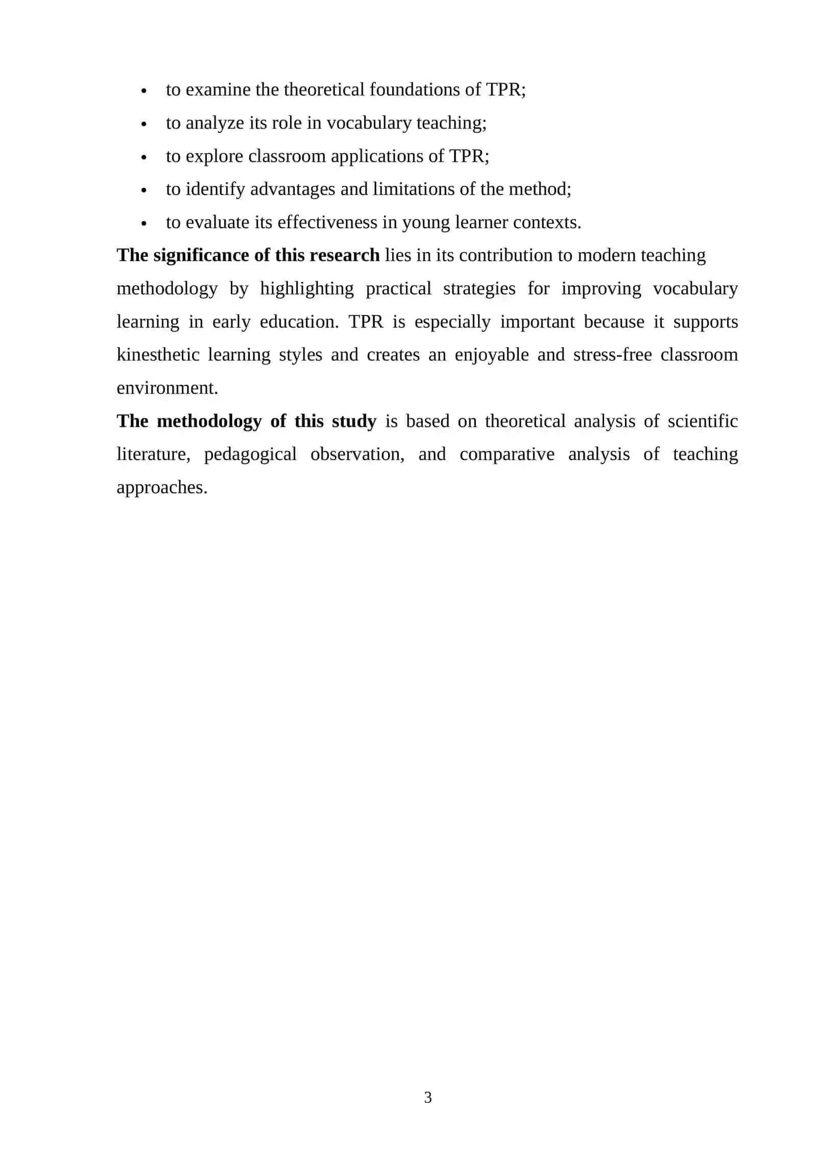 The influence of total physical response (TPR) on young learner vocabulary acquisition 3