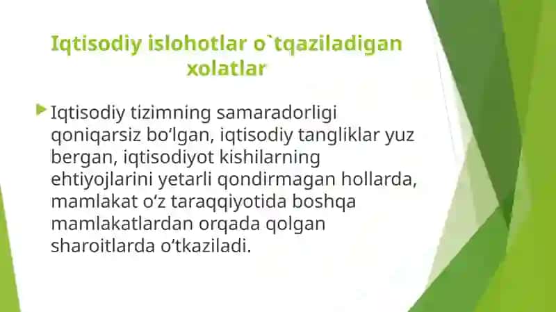 O'zbekiston iqtisodiy islohotlarning bosqichlari 3