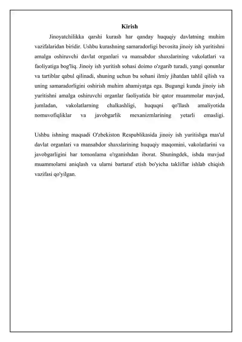 JINOYAT ISHINI YURITISHGA MASʼUL BOʻLGAN DAVLAT ORGANLARI VA MANSABDOR SHAXSLAR 3