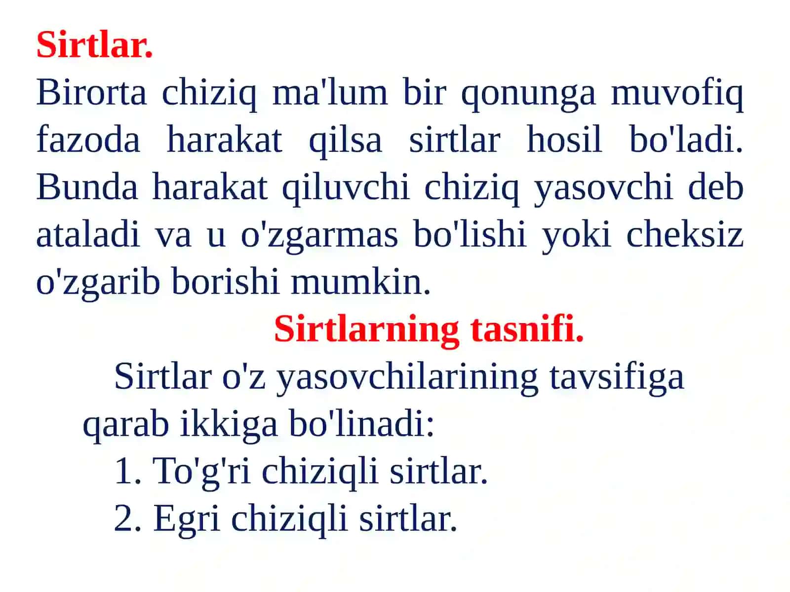 Umumlashgan pozitsion masalalar. Sirtlarning toʻgʻri va egri chiziqlar bilan kesishuvi 3