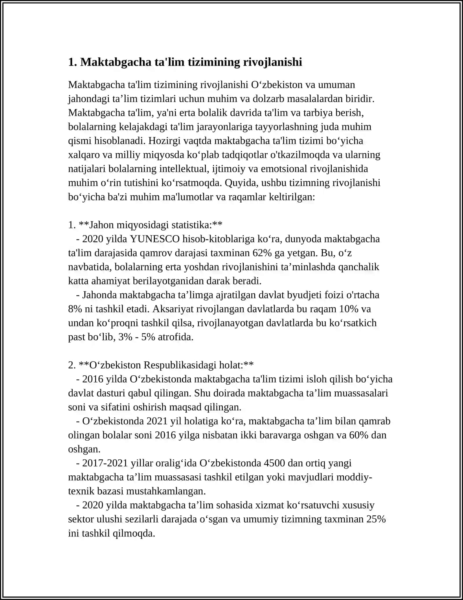 Maktabgacha ta'lim tizimining rivojlanishi 3