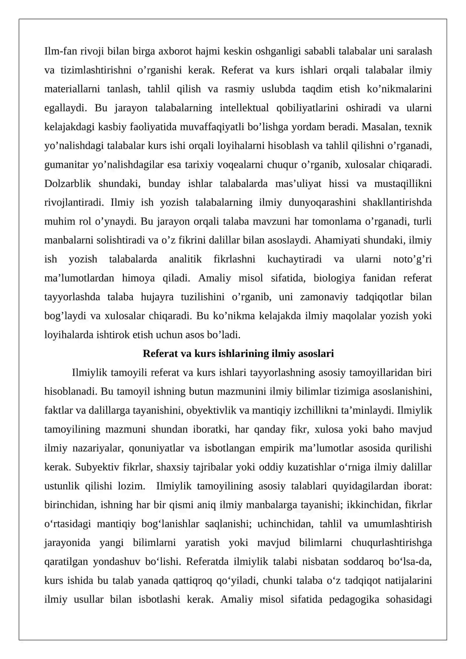 Referat va kurs ishlarini tayyorlash: ilmiylik, tizimlilik va rasmiylashtirish tamoyillari 3