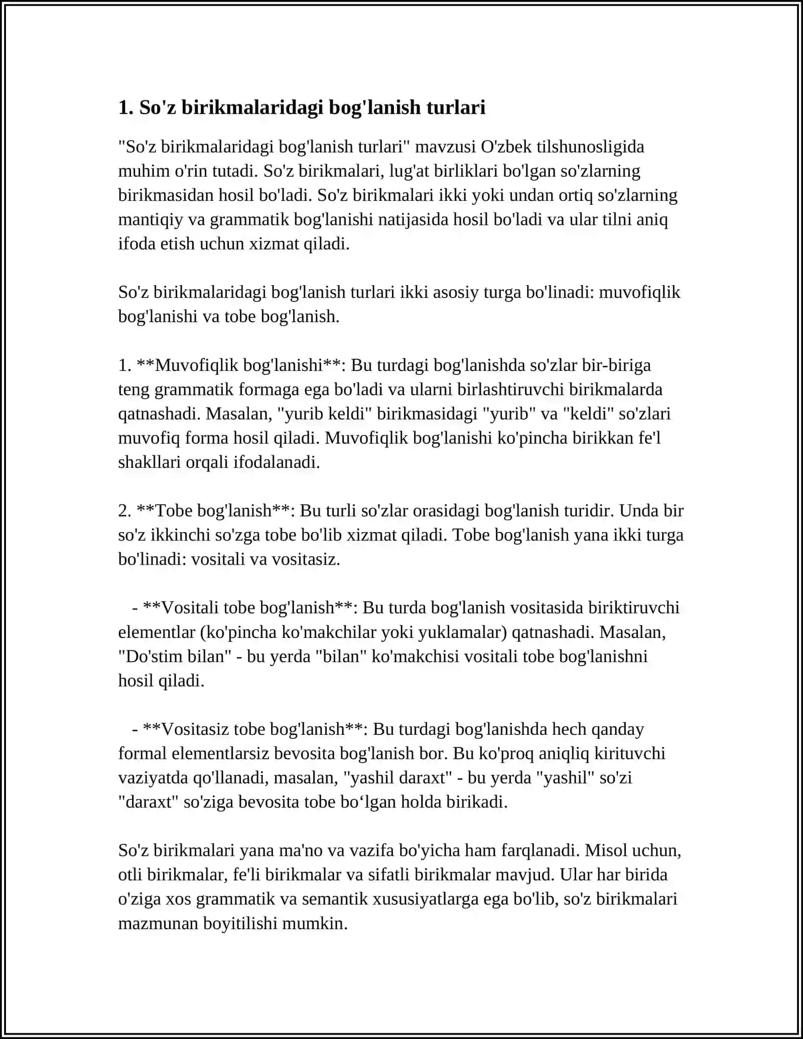 So'z birikmalaridagi bog'lanish turlari 3