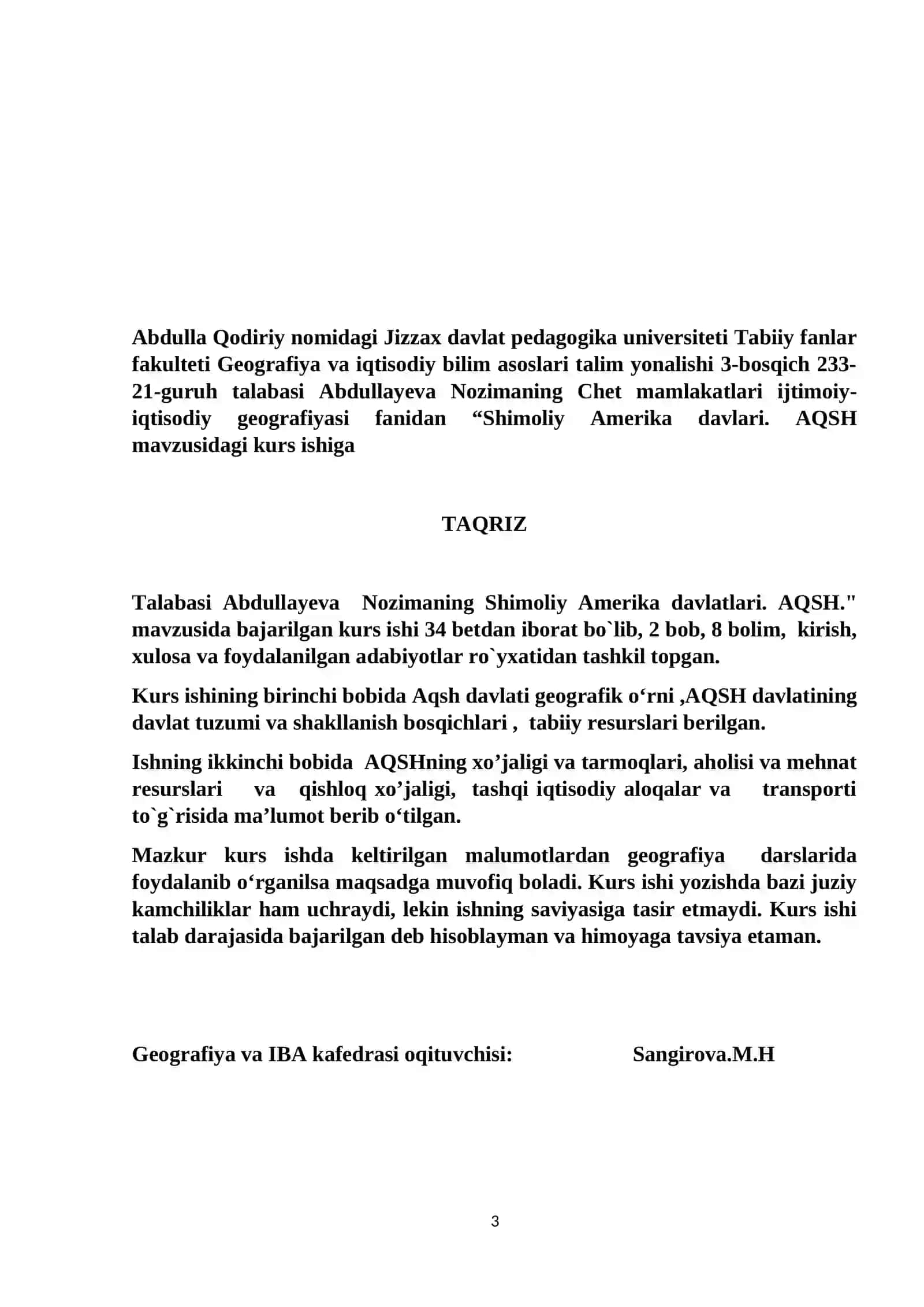 Shimoliy Amerika davlatlari. AQSH 3