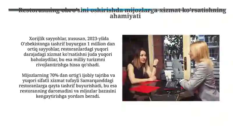 Restoranlarda mijozlarga xizmat kòrsatishning maxsus shakllari va usullari 3