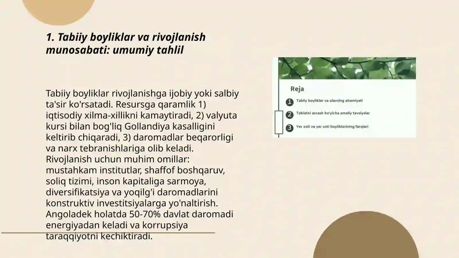 Tabiyy boyliklar Nega bazilar rivojlanib bazila qashshoqlika botmoqda Nekriya Angola kabi neftga boy ammo kanbagʻal 3