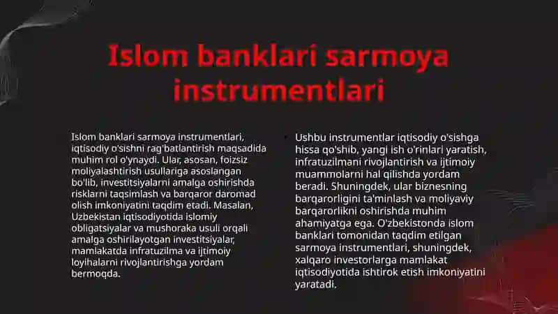 Islom banklarining asosiy sarmoya instrumentlari va ularning xususiyatlari 3