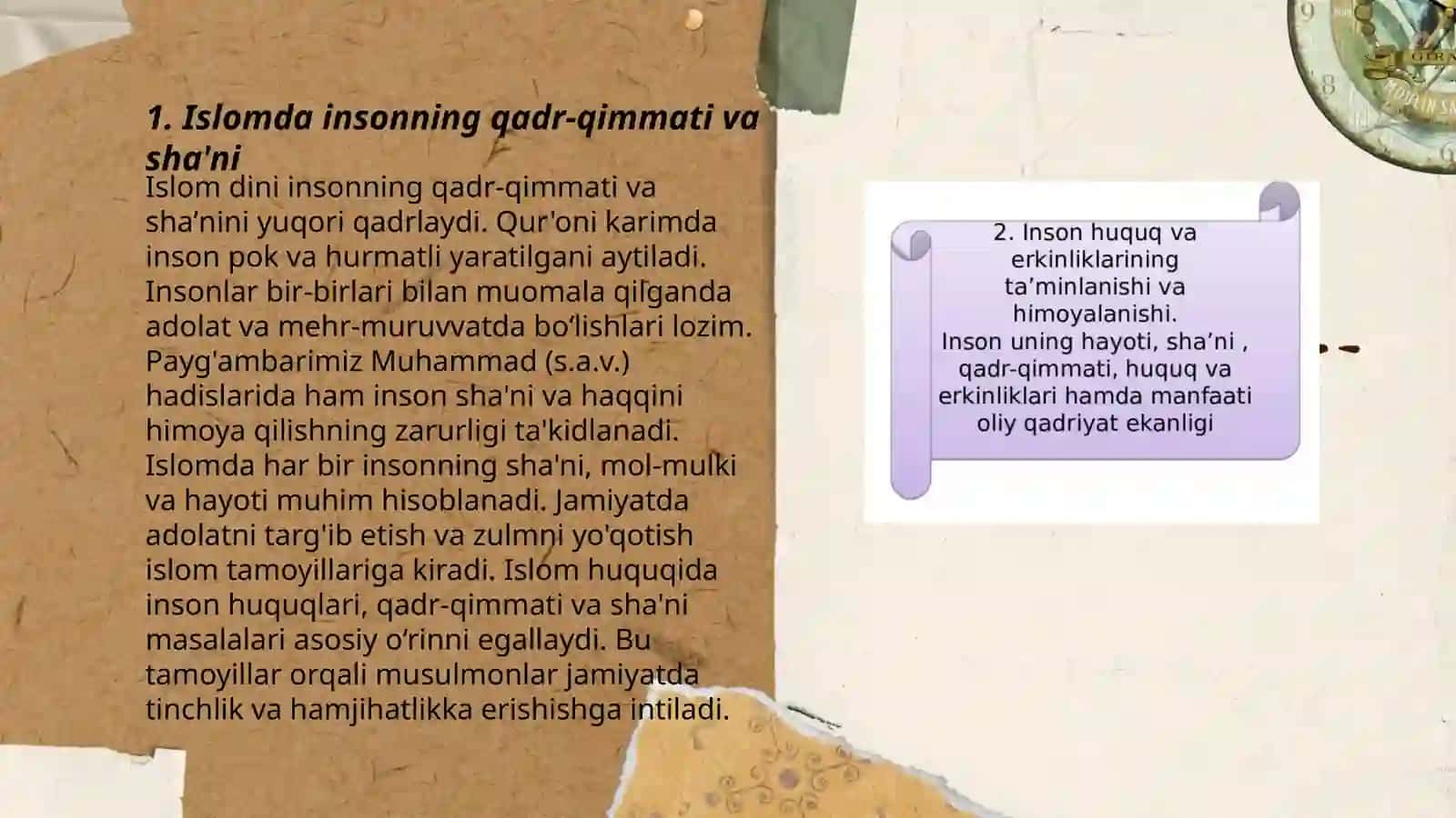 Islomda inson huquq va erkinliklarini ta'minlanishining o'ziga xos jixatlari 3