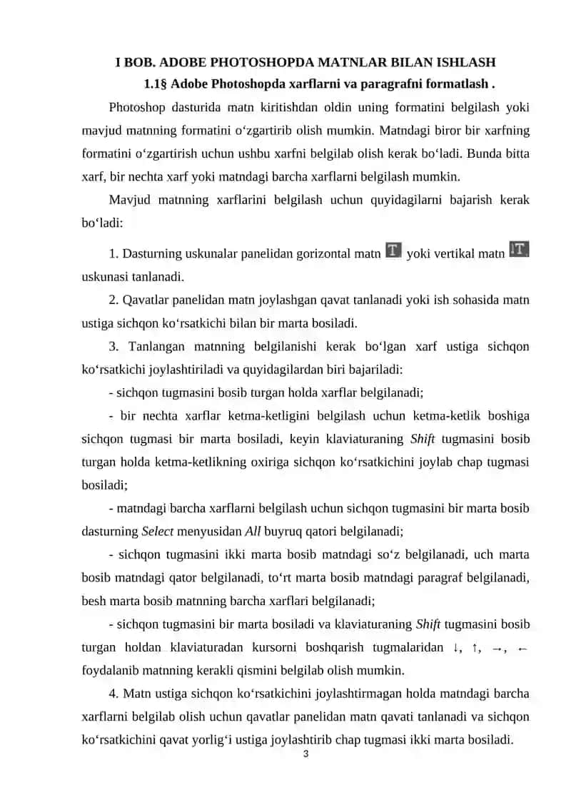 ADOBE PHOTOSHOP DASTURIDA MATN VA KONTURLAR BILAN ISHLASH TEXNOLOGIYASI 3