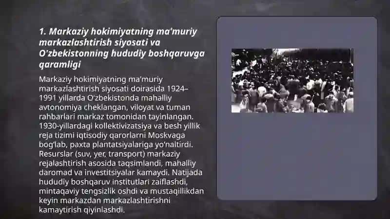 Soved hukmronligi davrida O'zbekistonning markazga ijtimoiy-siyosiy va iqtisodiy qaramligi va uning oqibatlari 3