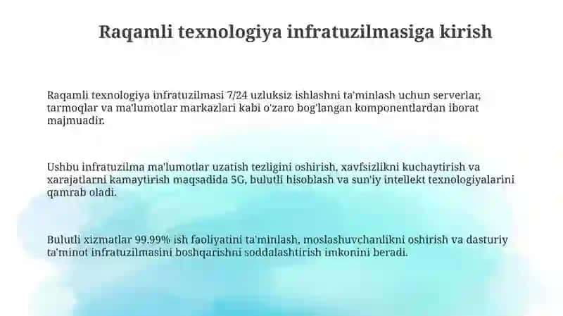 Raqamli texnologiyalar infratuzilmasi va usullari 3