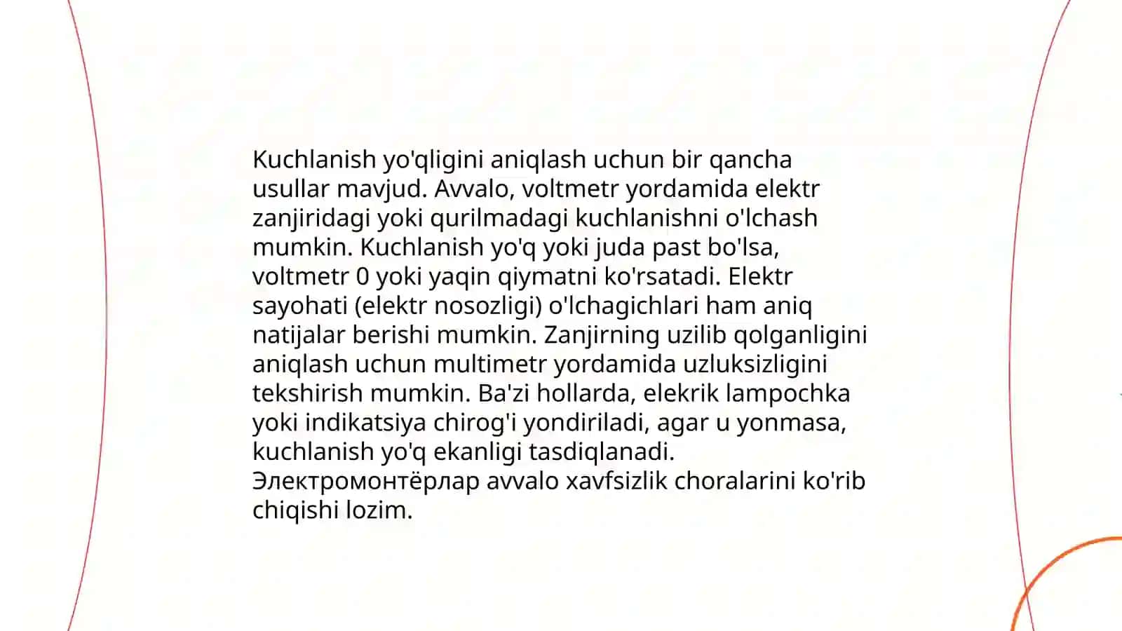 Kuchlanish yo'qligini tekshirish va yerga ulagichlarni o'rnatishga qo'yiladigan umumiy talablar 3