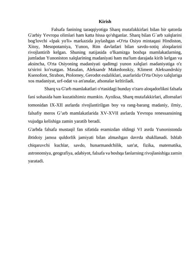 Falsafiy taraqqiyot bosqichlari - g'arb falsafasi 3