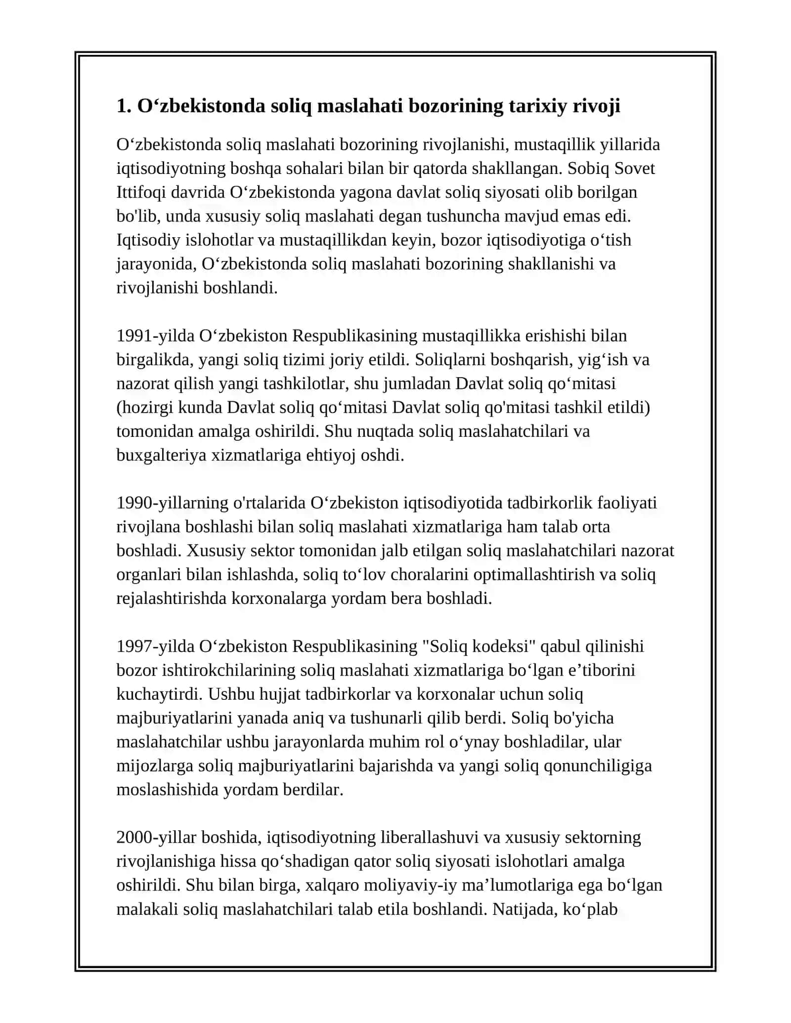 OʻZBEKISTONDA SOLIQ MASLAHATI BOZORINING RIVOJLANISHI 3