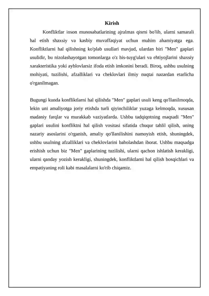 Konfliktkarni bartaraf etishda "Men - tasdiqlar" usuli 3