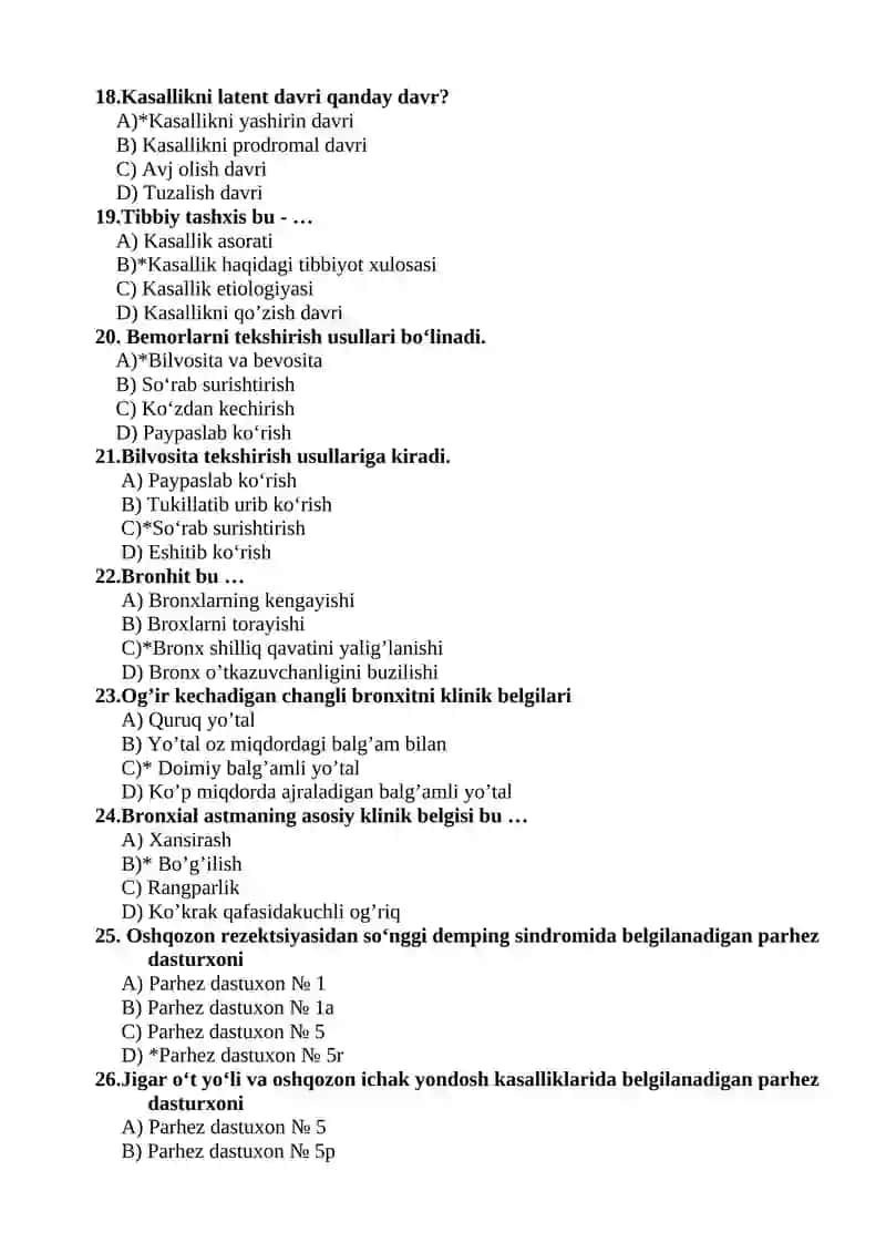 STOMATOLOGIYA TEST SAVOLLARI 3