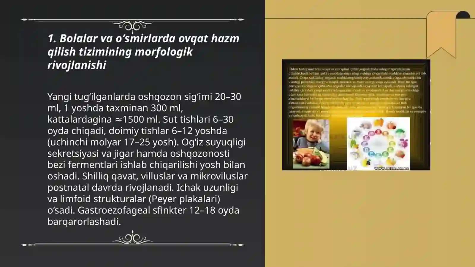 Bolalar va oʻsmirlarda ovqat hazm qilish tizimining morfologik rivojlanishi 3