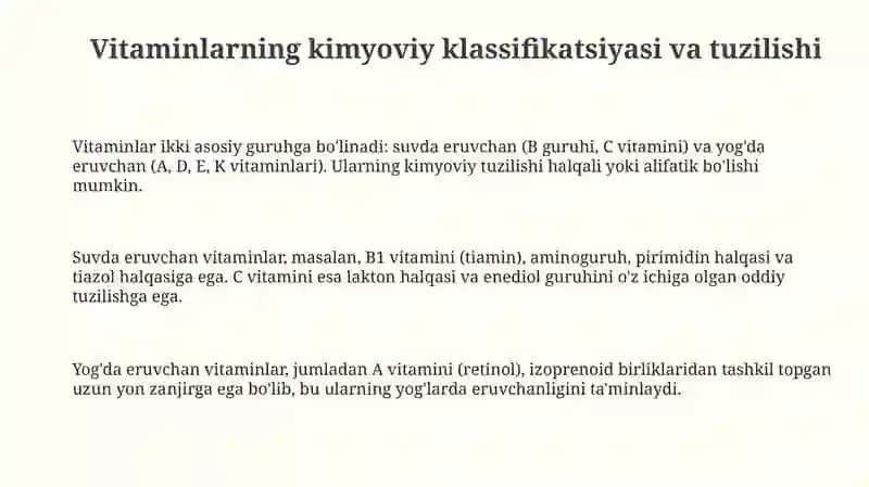 Vitaminlarning kimyoviy tasnifi va ularning sintezi 3