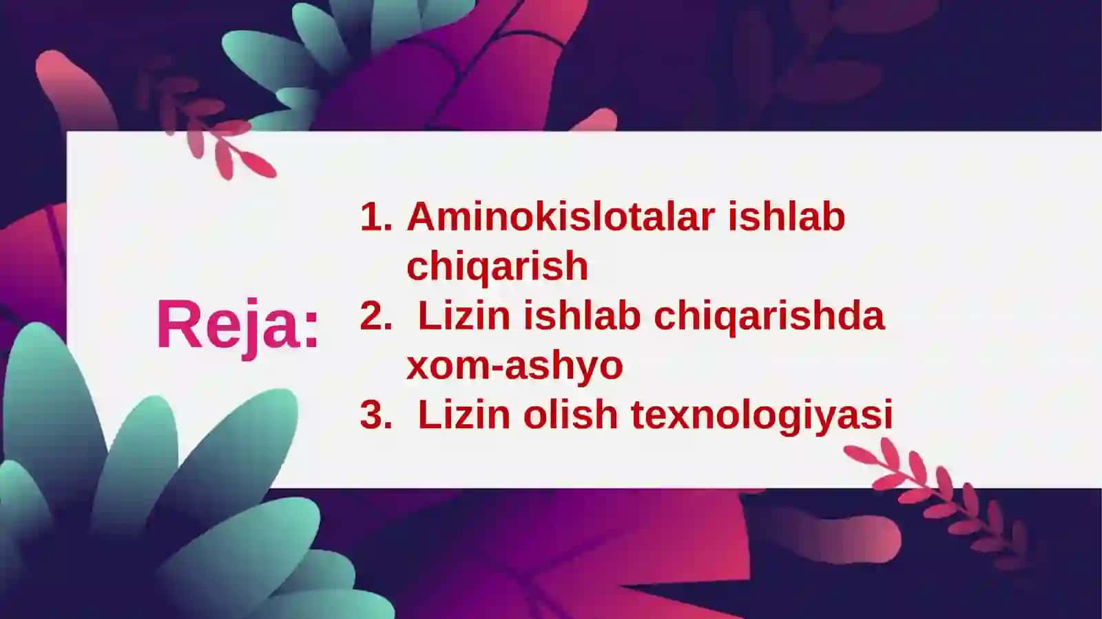 Lizin ishlab chiqarishda xom-ashyo 3