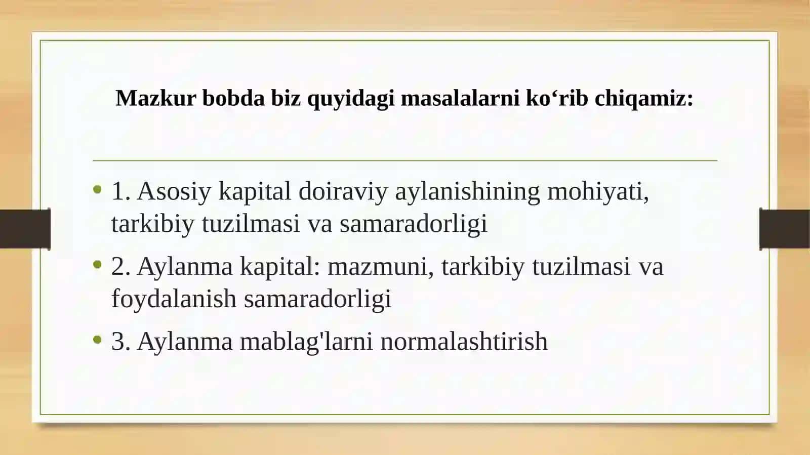 ASOSIY VA AYLANMA KAPITAL DOIRAVIY AYLANISHINING MOLIYAVIY ASPEKT (JIHAT)LARI 3