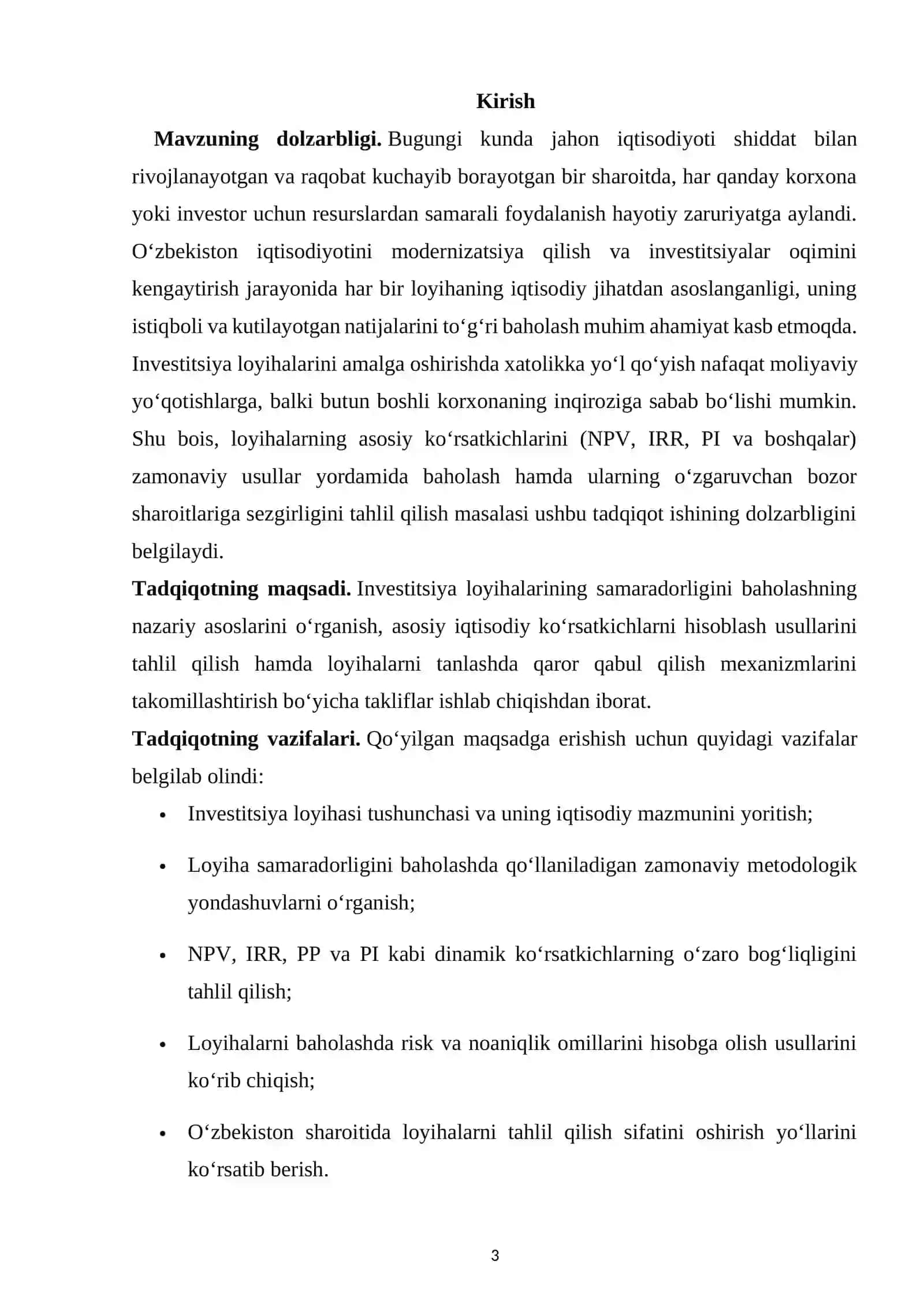 Loyihalarning Asosoiy Ko’rsatkichlarini Baxolash Usullari Va Tahlil Qilish 3