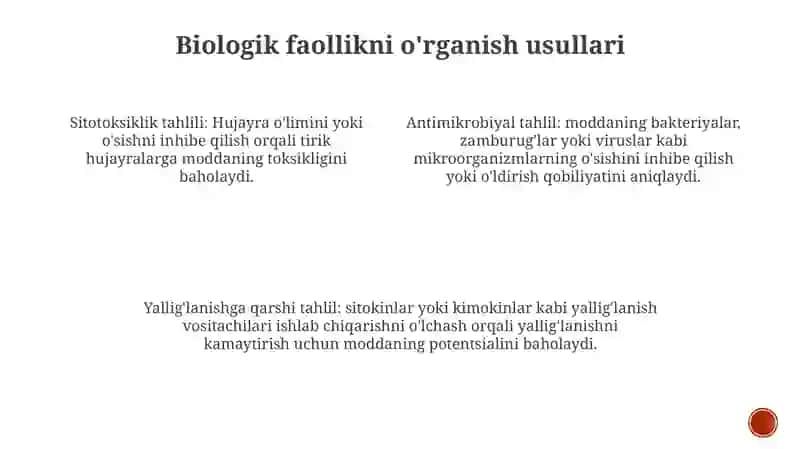 Moddalarning Biologik Faolliklarini OʻRganish 3