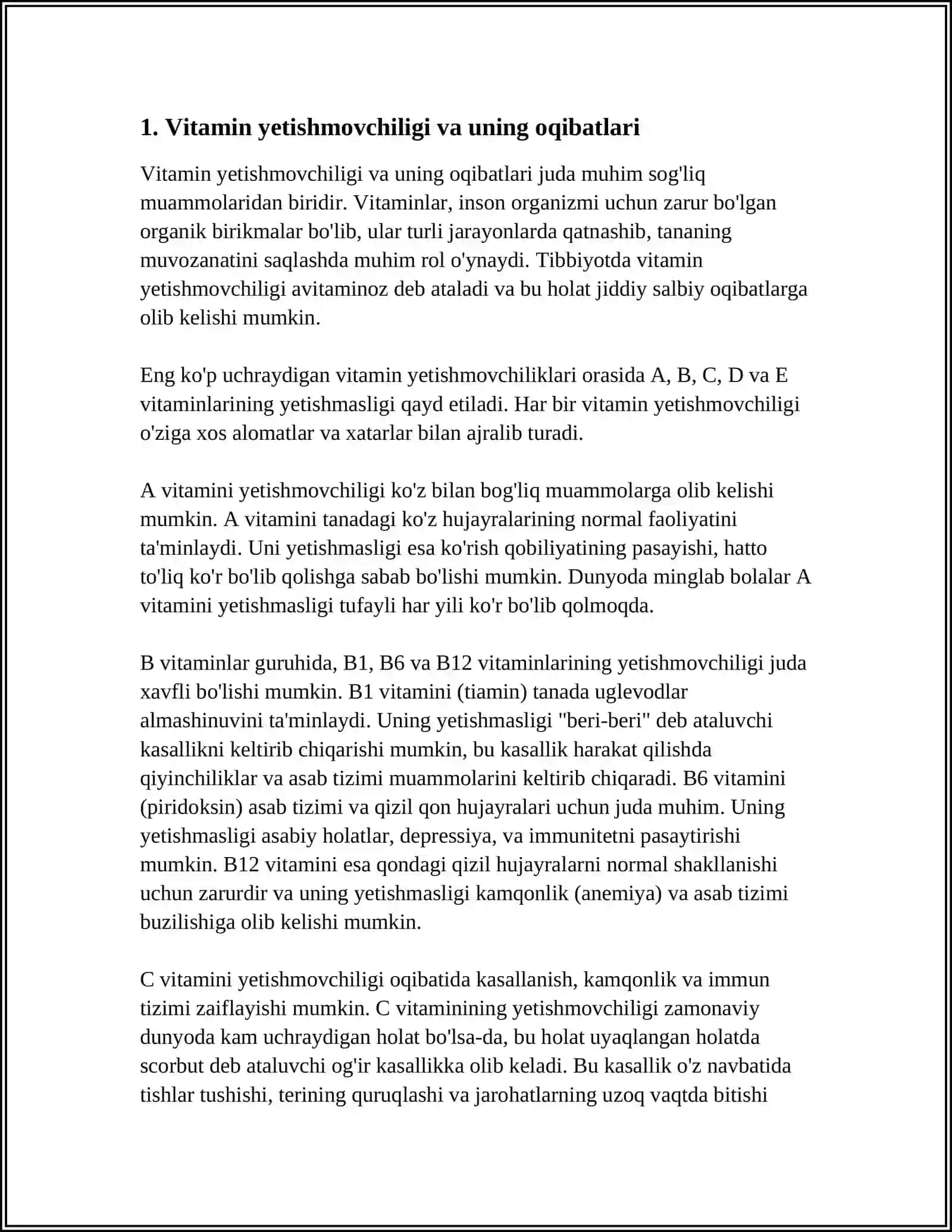 GIPOVITAMINOZ VA GIPERVITAMINOZ HOLATLARDA MODDALAR ALMASHINUVINING BUZILISHI 3