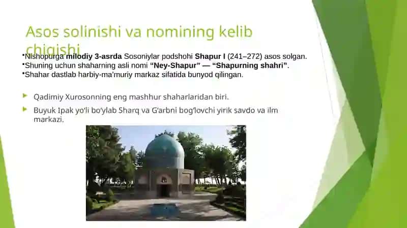 NISHOPUR SHAHRINING TARIXI VA BUYUK IPAK YO‘LIDAGI O‘RNI 3