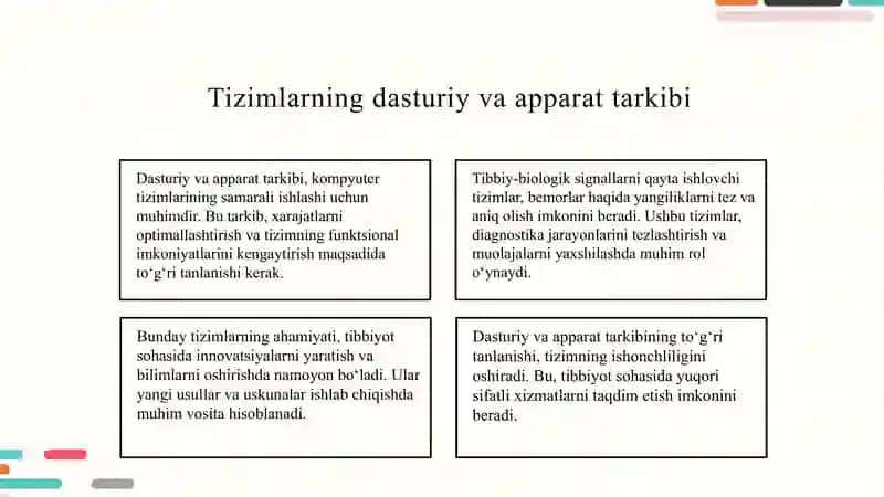Tibbiy-biologik signallarni avtomatik qayta ishlovchi kompyuter tizimlarni dasturli apparatni tashkil etish tamoyillari 3