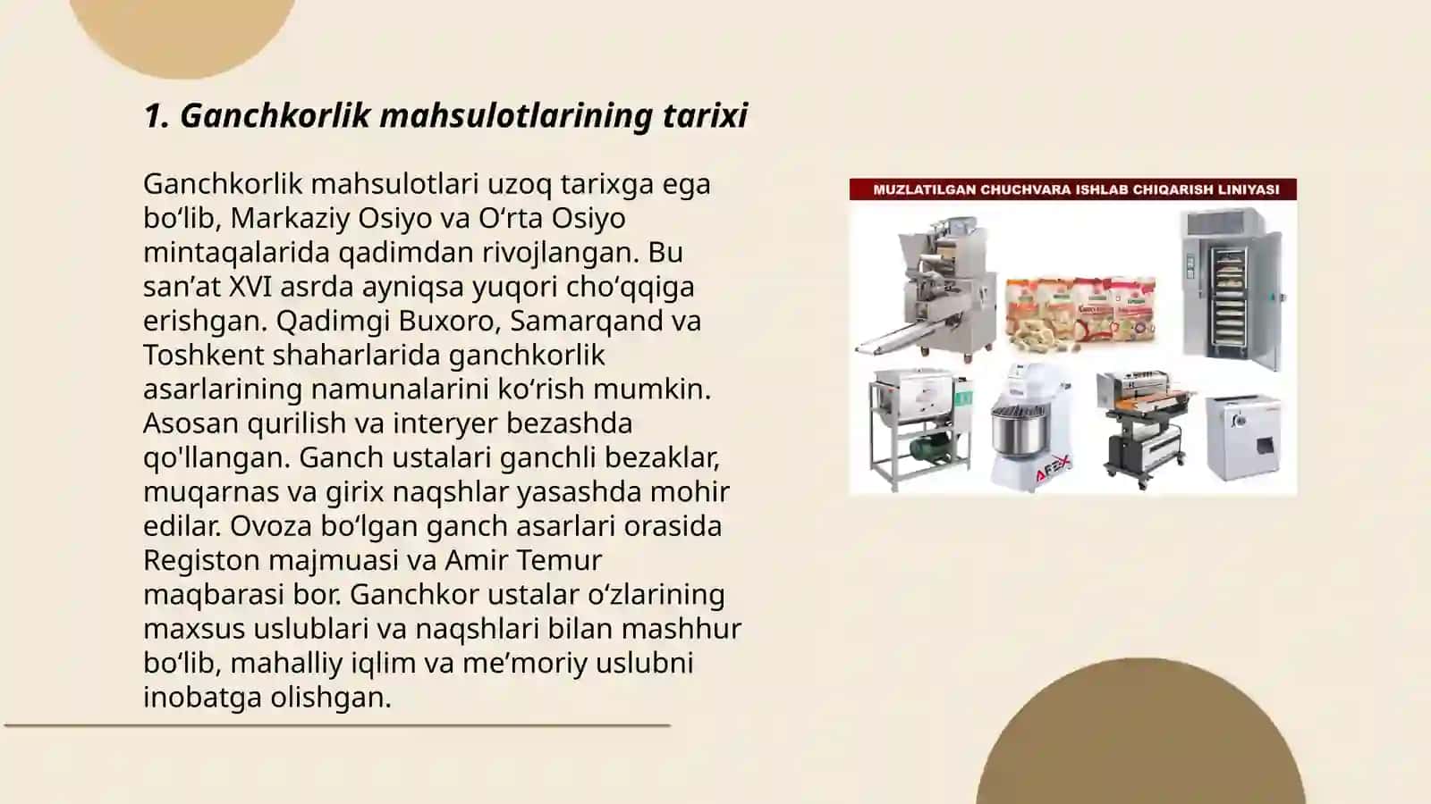 Ganchkorlik mahsulotlari turlari materiallar va asbob-uskunalarini õrganish 3