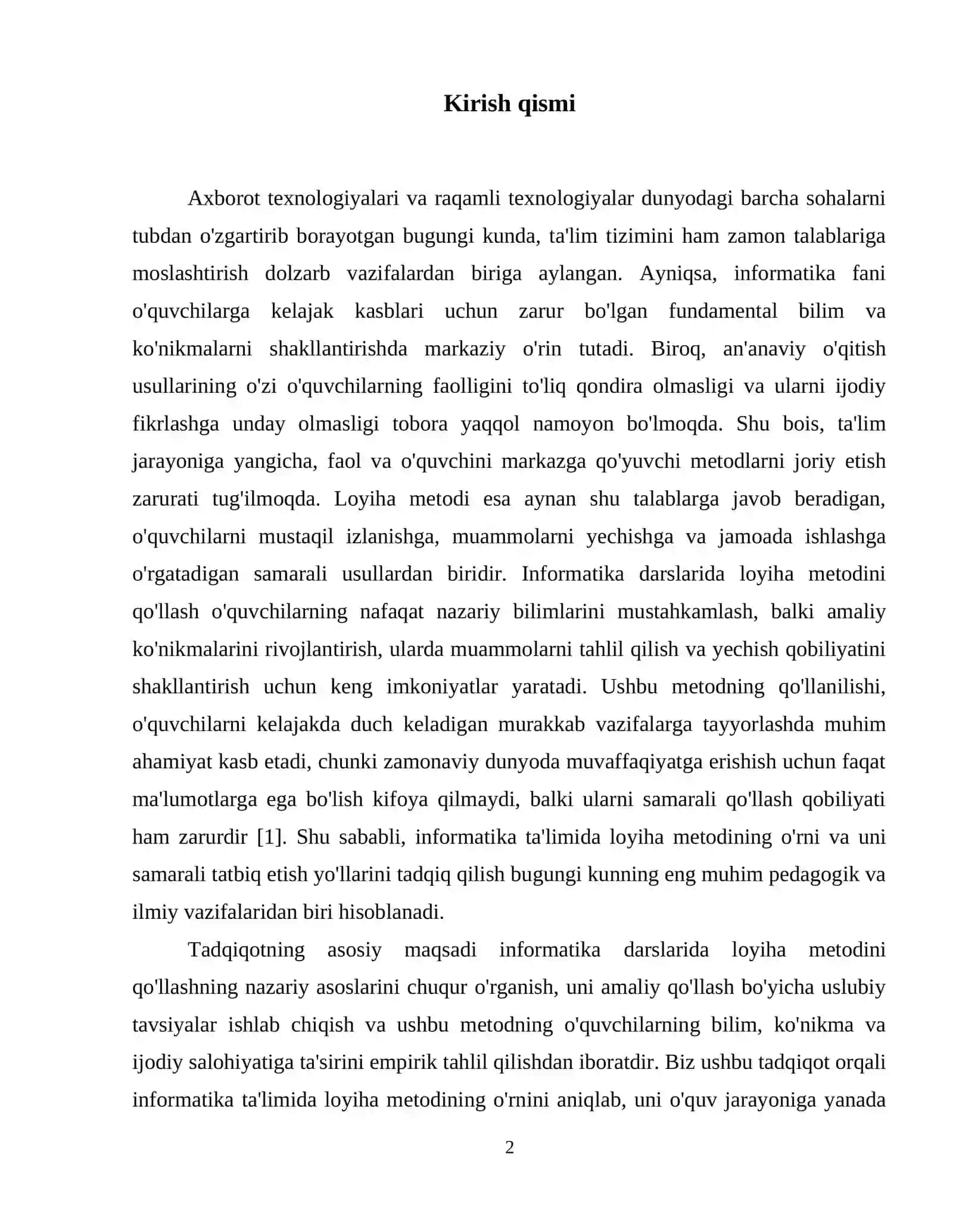 Informatika darslarida loyiha metodini qo'llash 3