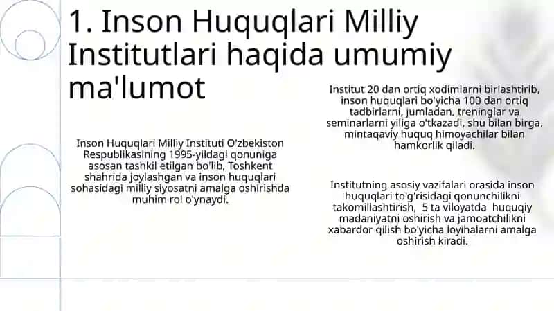 Inson Huquqlari bo'yicha Milliy Institutlar 3