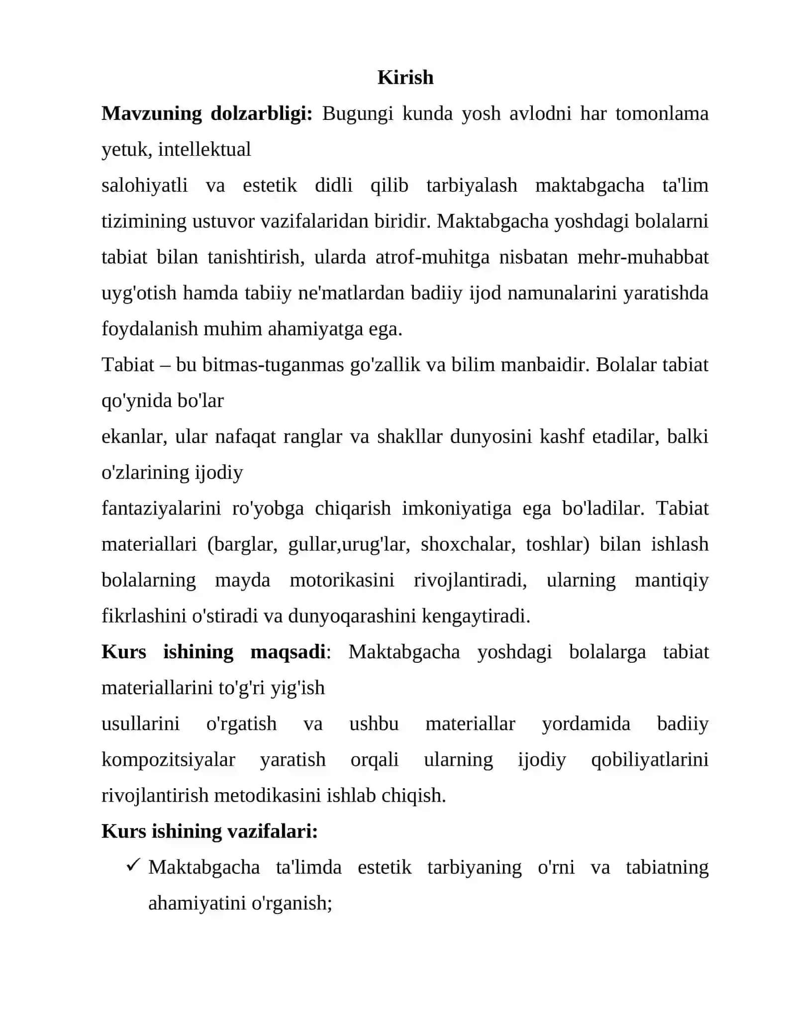 Maktabgacha yoshidagi Bolalar ga tabiat materallarini yig'ish va ularni  badiiy ijodda aks ettirishga o'rgatish 3
