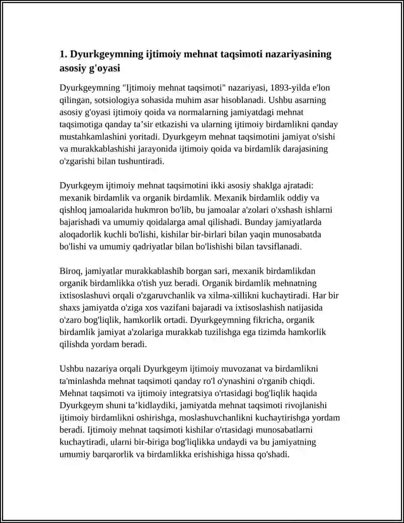 DYURKGEYMNING “IJTIMOIY MEHNAT TAQSIMOTI” ASARI (1893) 3