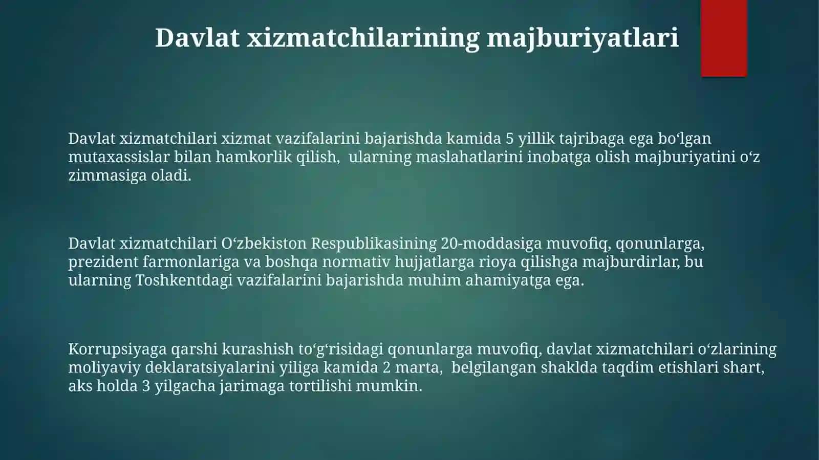 Davlat Xizmatchilarining Huquqiy Statusi 3