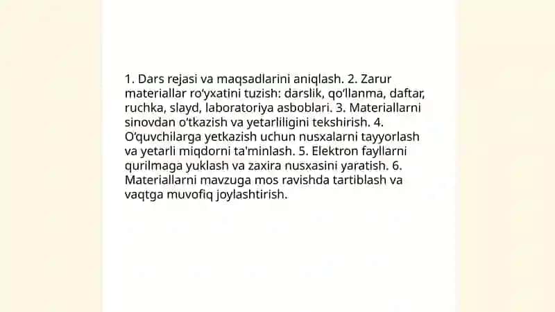 Dars uchun kerakli materiallarni oldindan tayyorlash 3