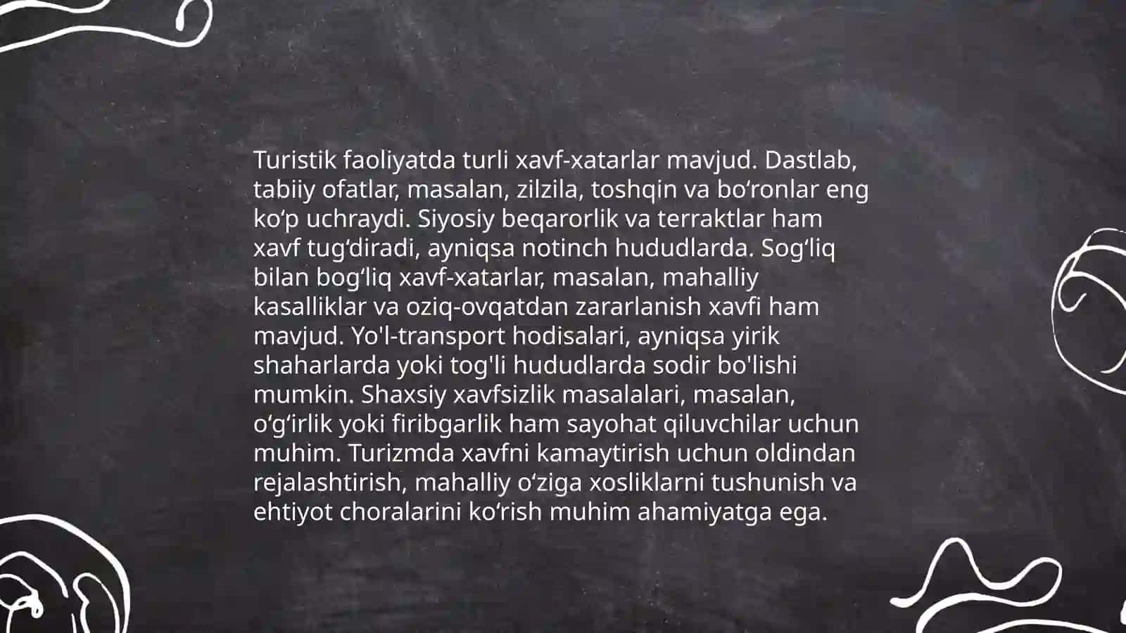 Turistik faoliyatdagi xavf hatarlar va ularni bartaraf qilishning chora tadbirlari 3