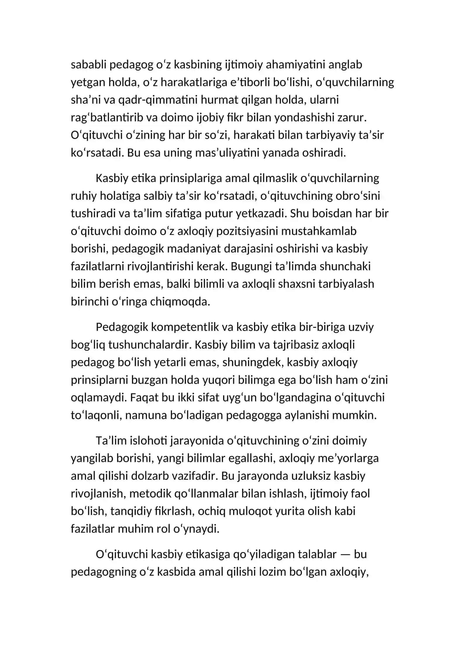 PEDAGOGIK KOMPETENTLIK VA OʻQITUVCHI KASBIY ETIKASIGA QOʻYILADIGAN TALABLAR 3