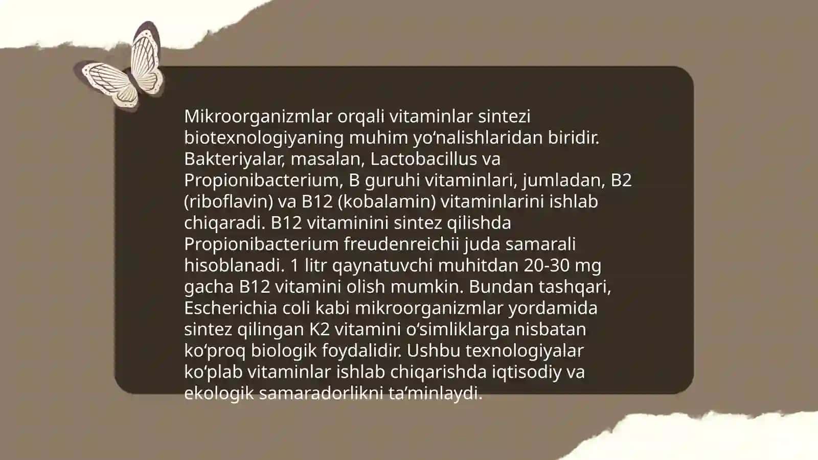 Mikroorganizmlardan zarur moddalarni sintezlab olish 3