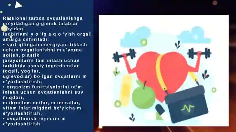 Sport dietologiyasi. Sport inshoatlariga gigiyenik talablar.Noratsional ovqatlanishda sportchilarda rivijlanadigan patalogiyalar. 3