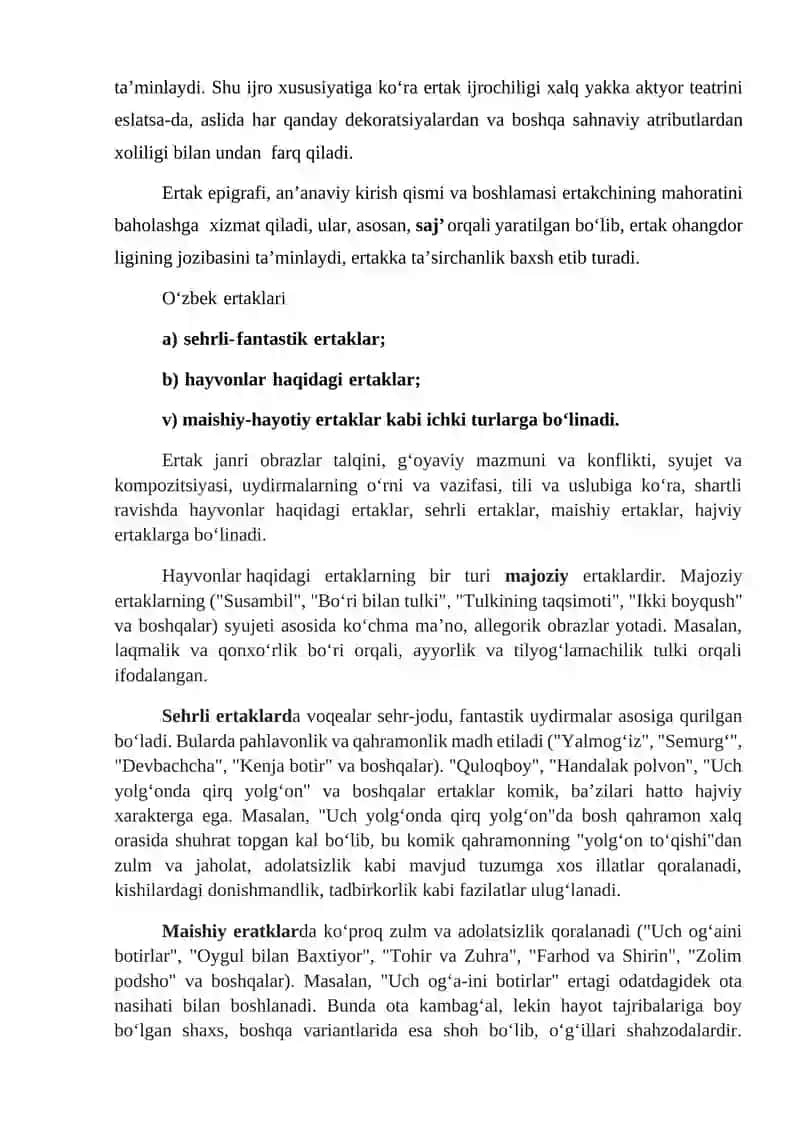 Ertaklar va ertakning janriy tasnifi 3