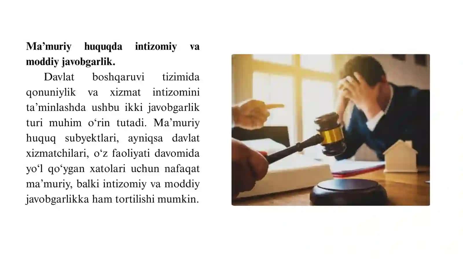 Ma'muriy huquq boʻyicha intizomiy va moddiy javobgarlik 3