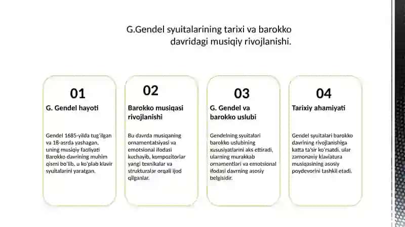 G.Gendel Klavir uchun syuitalar: №9 sol minor, №12 sol major 3