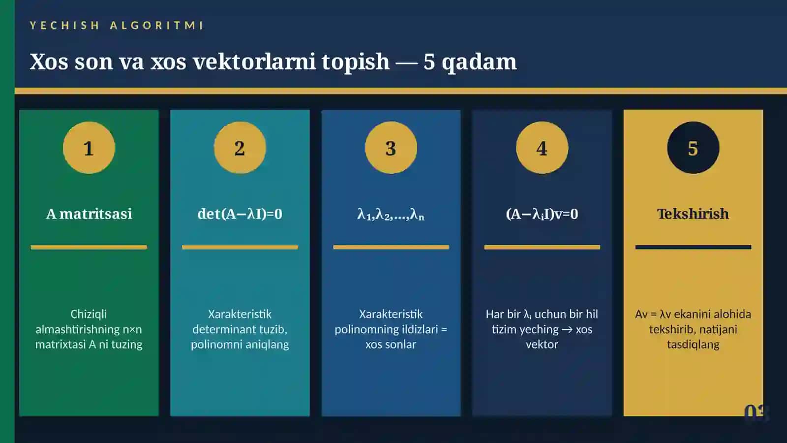 Xos Sonlari va Xos Vektorlari 3