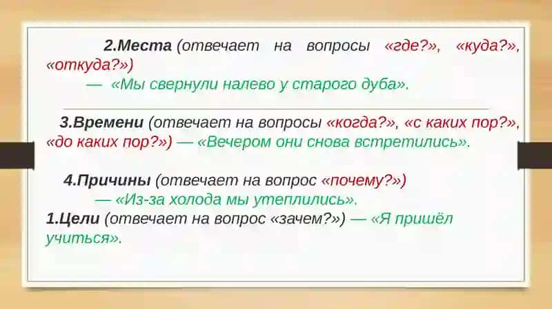 Второстепенный член предложения -Обстоятельство 3