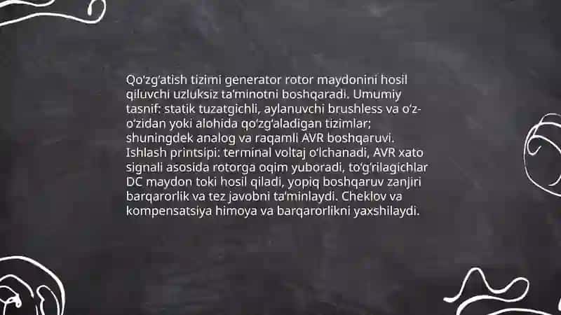 Qo‘zg‘atish tizimlari turlari va ularni rostlash usullari 3