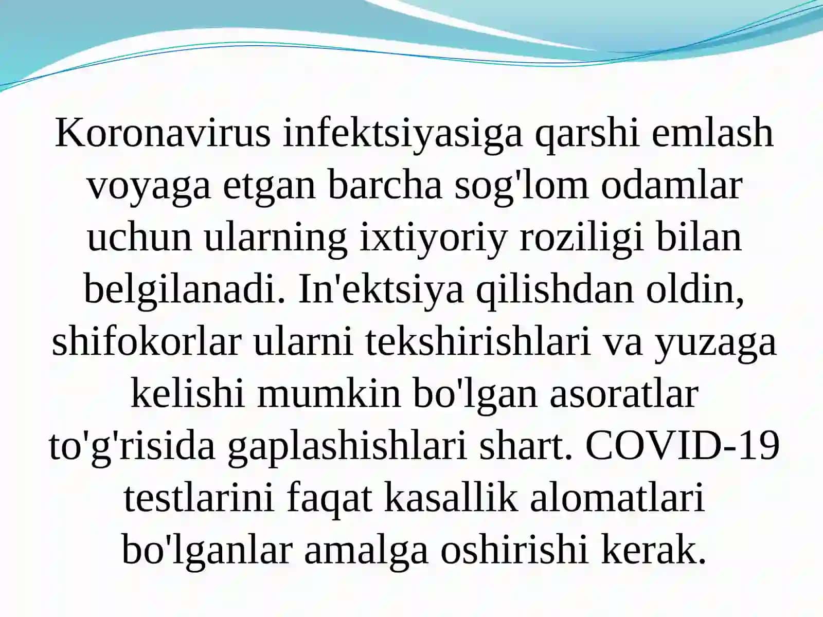 COVID-19ga qarshi emlash chora-tadbirlari 3